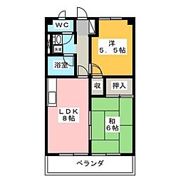 レジデンスアダージォ 2DKの間取図画像