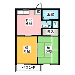 コーポ元町 2DKの間取図画像