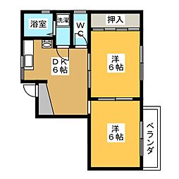 ハイツ大富 2DKの間取図画像