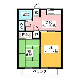 セラミックKATOA 2DKの間取図画像