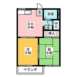 コーポ上野A 2DKの間取図画像