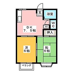 セラミックKATOC 2DKの間取図画像