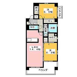 テル大西 2LDKの間取図画像