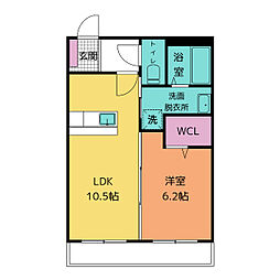ジャスミン 1LDKの間取図画像