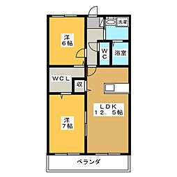 アレリア・ポレーヌ 2LDKの間取図画像
