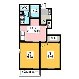 ベルソレイユA 2DKの間取図画像
