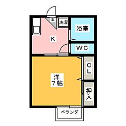 メゾン緑山 1Kの間取図画像