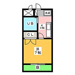 サンホワイトマンション 1Kの間取図画像
