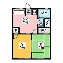 ロイヤルグリーン2 2DKの間取図画像
