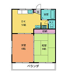 ハイツ早川 2DKの間取図画像