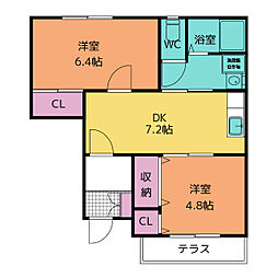 ブルーウッド 2DKの間取図画像