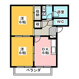 グリュックファミリエ 2DKの間取図画像