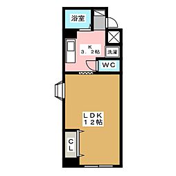 シャトーふじや 1Kの間取図画像