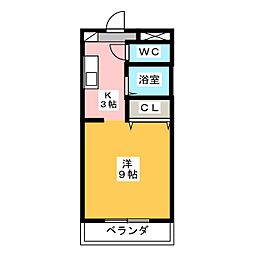 シャトーふじや 1Kの間取図画像
