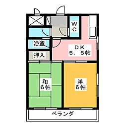 ひばりロイヤルマンション 2DKの間取図画像