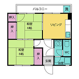 いろはビル 2DKの間取図画像
