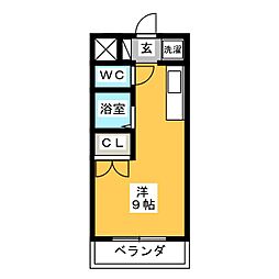 ウエストパーク寿B ワンルームの間取図画像