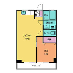 石原ハイツ 1LDKの間取図画像