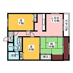 リバーサイド藍川 4階3LDKの間取り