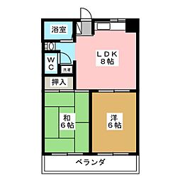 グリーンガーデン春里 2DKの間取図画像