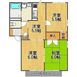 シャンゼリゼA 3DKの間取図画像