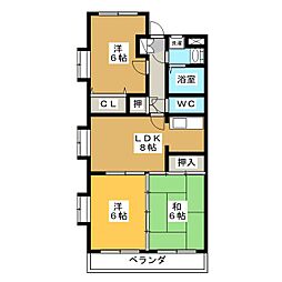 ア・ドリーム北仙房 3LDKの間取図画像