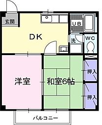 ニューシティ関 2DKの間取図画像