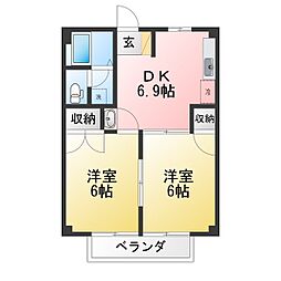 ファインシティB 2DKの間取図画像