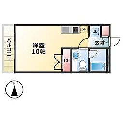 センコーナイン ワンルームの間取図画像