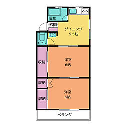 春里ビル 2DKの間取図画像