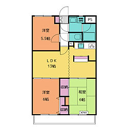 コンフォ・トゥールII 3階3LDKの間取り