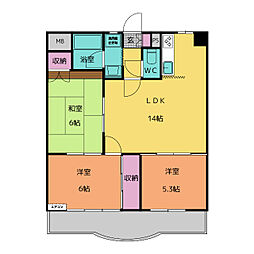 コンフォ・トゥール 5階3LDKの間取り