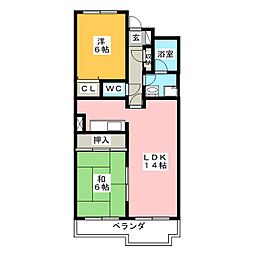 コープ野村鵜の森公園 4階2LDKの間取り