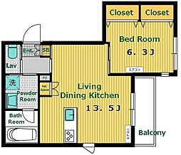 ｃｏｒａｉｌ　ｂｌａｎｃ 3階1LDKの間取り