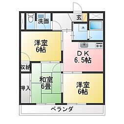 マンションメテオール 3DKの間取図画像