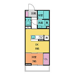 ディーシャンブル鵜の森 1階1LDKの間取り