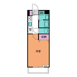フィオレティーナ四日市 4階1Kの間取り
