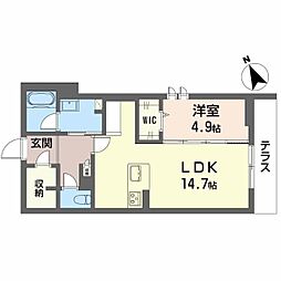 シャーメゾン桜ステージ 1階1LDKの間取り