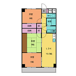 アヴァンセ・Ｆ 3階3LDKの間取り