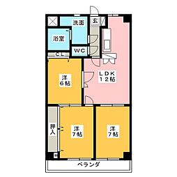 ルールマラン 3階3LDKの間取り