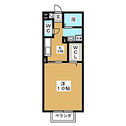 大和の里　III 1階1Kの間取り