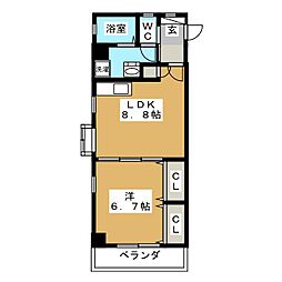フローラル堀木 6階1LDKの間取り