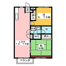 パストラーレ日永2号棟 2LDKの間取図画像