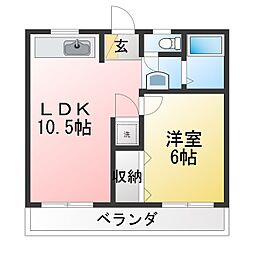 ドエル城東 1LDKの間取図画像
