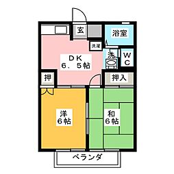 ファミテージ山手 2DKの間取図画像