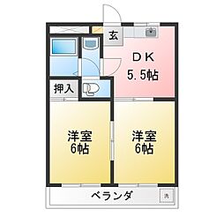 セ・シ・ボン 2DKの間取図画像