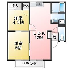 プリシェールモネ 3DKの間取図画像