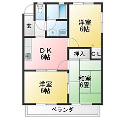 コーポギャラクシー 3DKの間取図画像