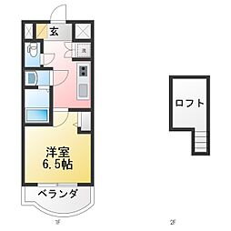 レジデンスハマダ 1Kの間取図画像