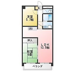 ブラッサム鵜の森 2LDKの間取図画像